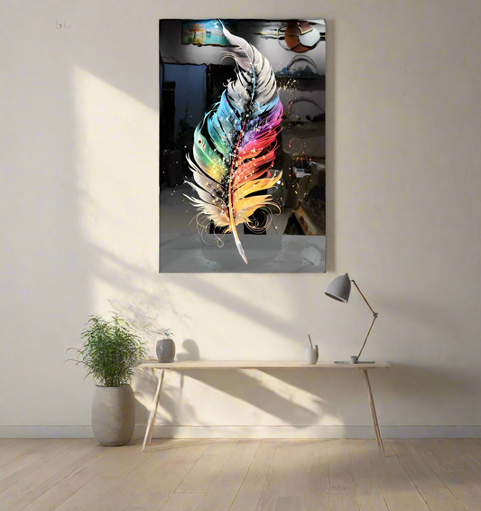 Elegant Feather-Themed Wall Art style 2 with PVC Frame – Graceful Decor