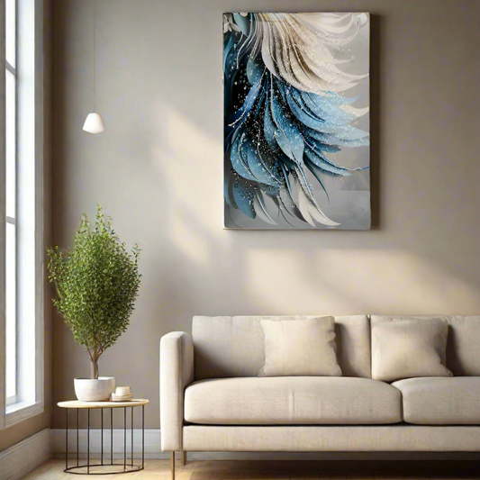 Elegant Feather-Themed Wall Art style 4 with PVC Frame – Graceful Decor