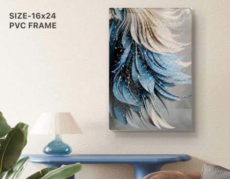 Elegant Feather-Themed Wall Art style 4 with PVC Frame – Graceful Decor