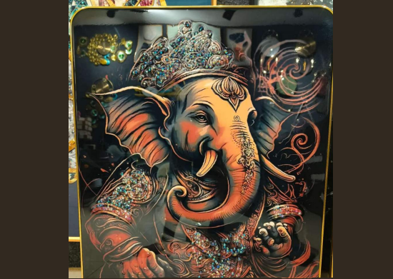 Divine Lord Ganesha Wall Art with PVC Frame – Spiritual Elegance