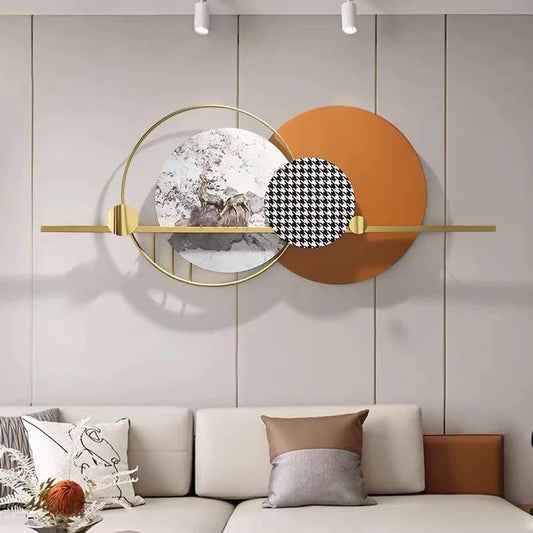 Geometric Harmony - Modern Abstract Metal Wall Sculpture with Shelf