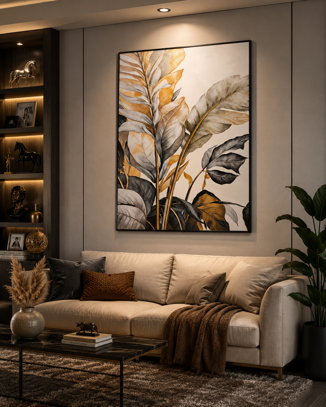 Golden Botanica – Luxury Tropical Leaves Wall Art
