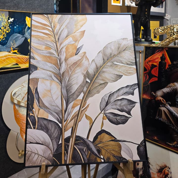 Golden Botanica – Luxury Tropical Leaves Wall Art