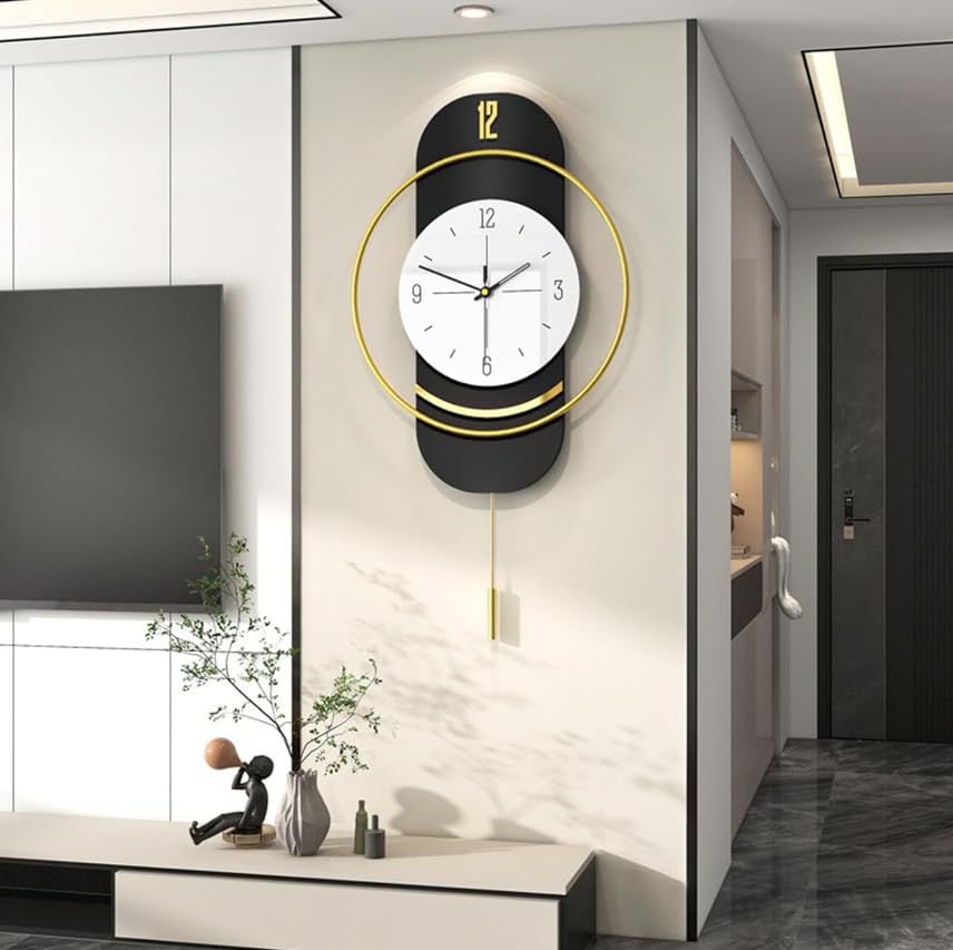 Timeless Elegance - Modern Geometric Wall Clock with Pendulum