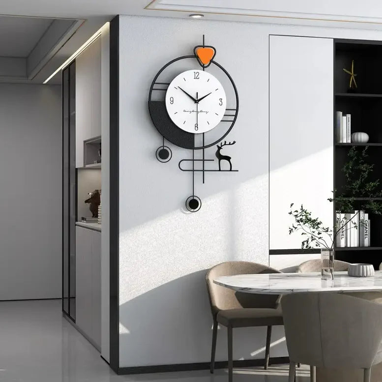 Forest Rhythm - Modern Geometric Wall Clock with Deer Accent