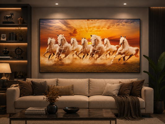 Sunset Charge – Seven White Horses Premium Wall Art
