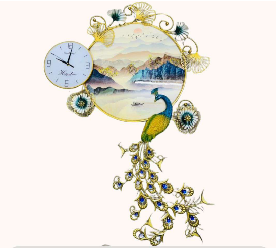 Serene Serenity Peacock Wall Clock - A Tapestry of Time and Tranquility