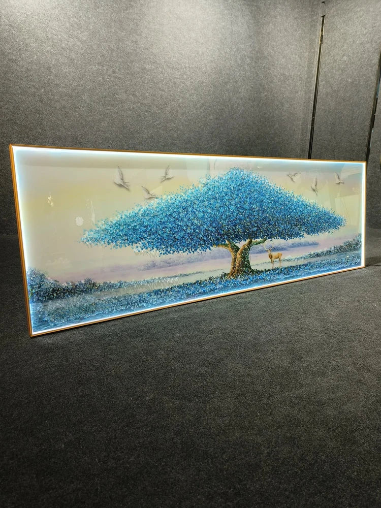 Blue Tree Crystal LED Wall Art – Premium Quality Porcelain Painting