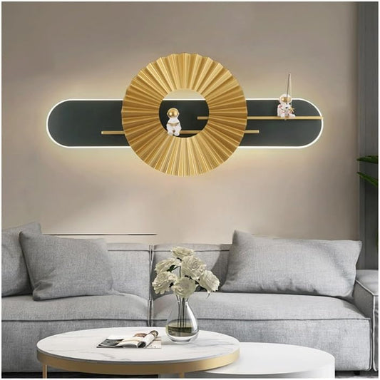 Golden Sunburst with Shelf - Modern LED Wall Sculpture