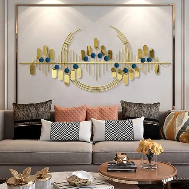 Golden Rhythm & Blues - Modern Abstract Metal Wall Sculpture