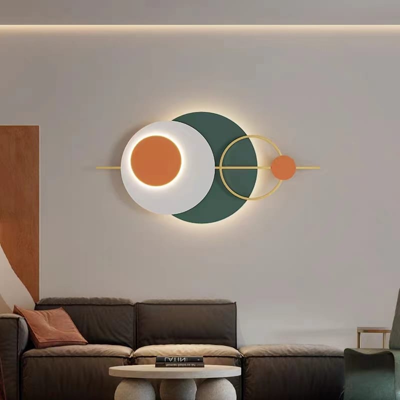 Cosmic Circles - Modern Abstract Metal Wall Sculpture with LED Light