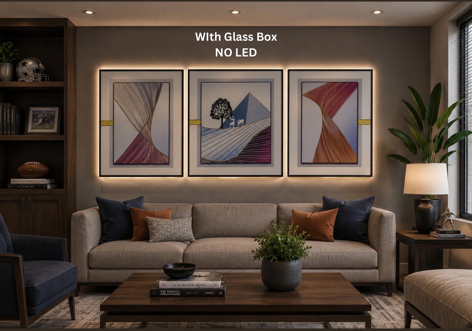 Triptych Horizon 3D Shadow Box Wall Art — Set of 3 - 24"x32", 32"x32", 24"x32" (set of 3) 3D shadow box wall art by Artiksha