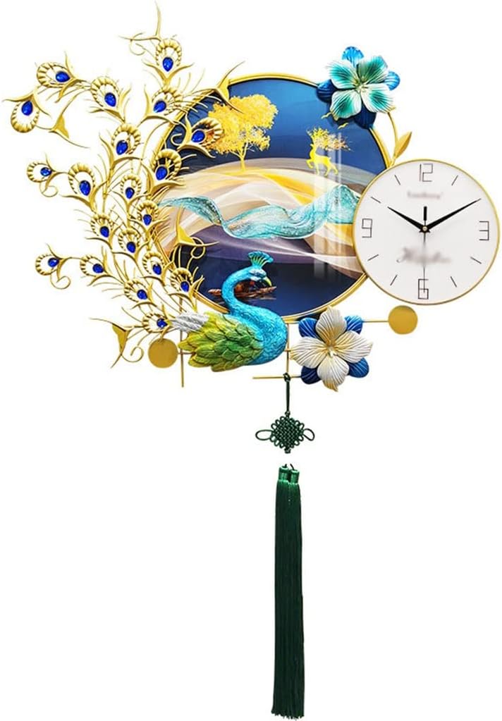 Opulent Elegance Peacock Wall Clock - A Tapestry of Time and Luxury