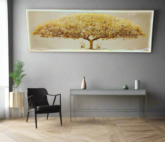 LED Gold Tree Wall Art – Elegant Illuminated Wall Decor