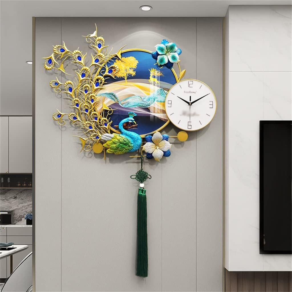 Opulent Elegance Peacock Wall Clock - A Tapestry of Time and Luxury