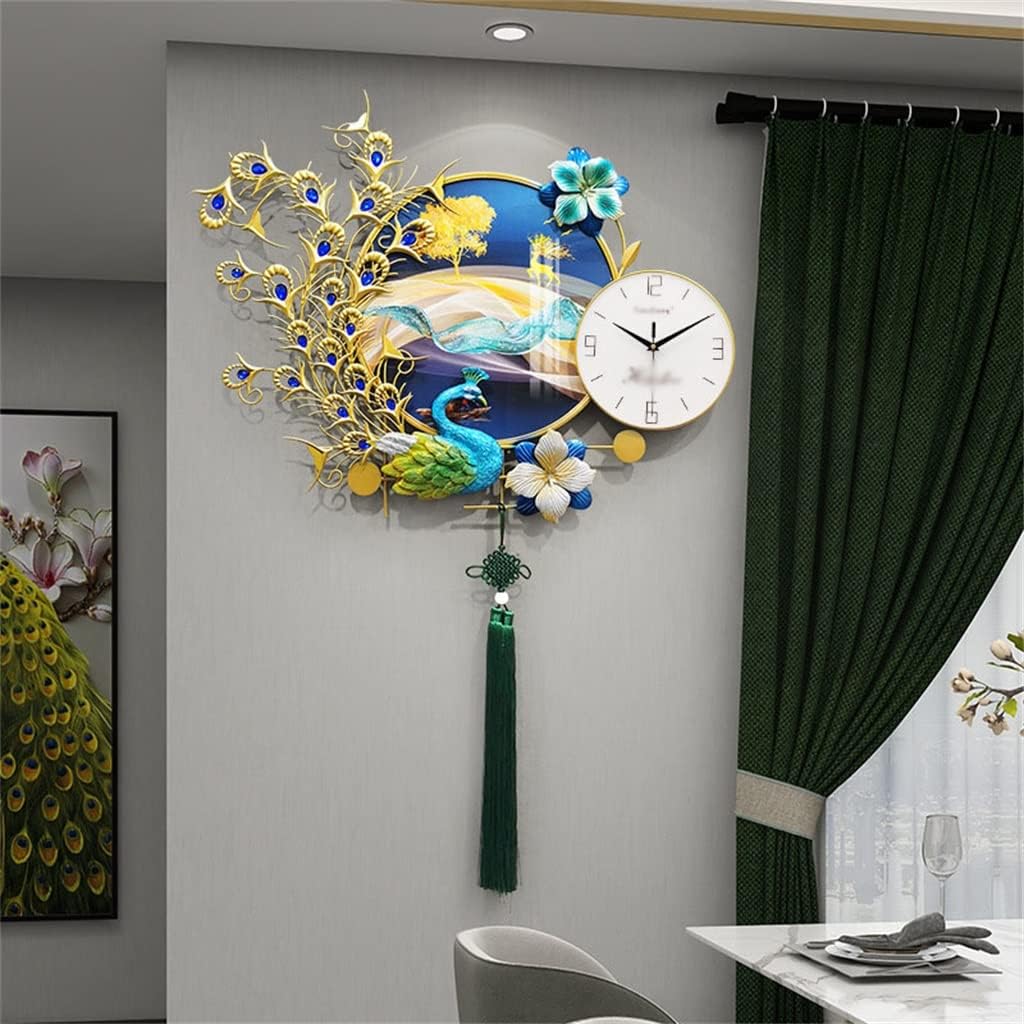 Opulent Elegance Peacock Wall Clock - A Tapestry of Time and Luxury