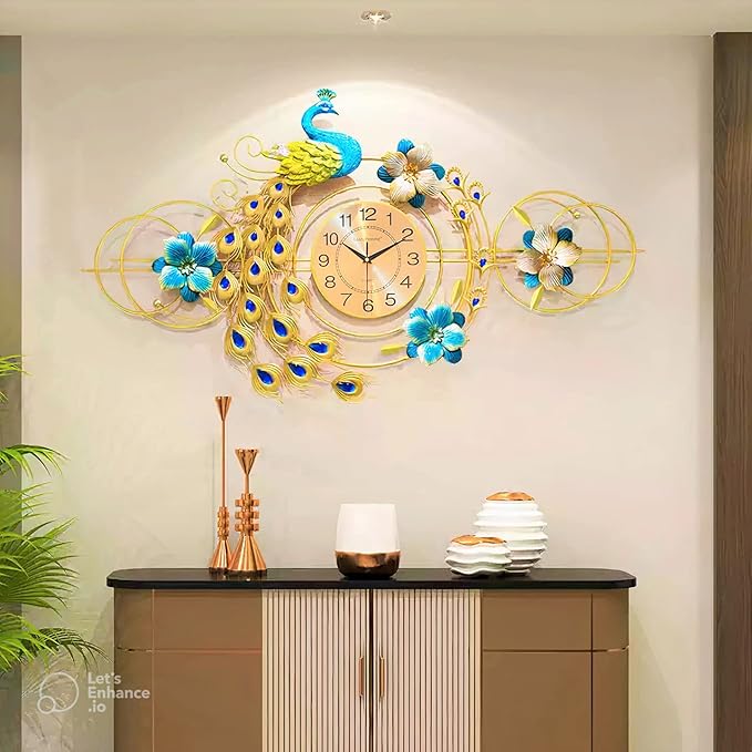 Peacock Wall Clock: A Blend of Style and Functionality 115cm x 65cm