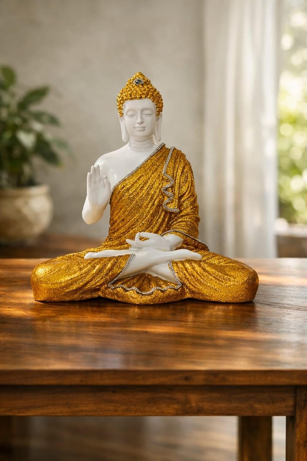 Golden Radiance Meditating Buddha Statue – Elegant Zen Masterpiece
