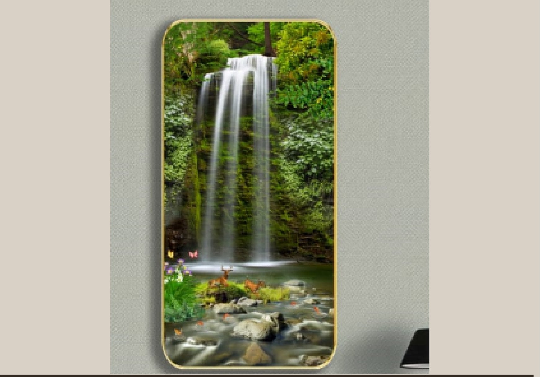 Emerald Falls 3D Waterfall Crystal Glass Wall Art - crystal glass wall art by Artiksha