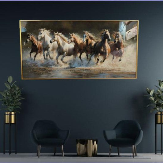 Seven Horses Run Wild Crystal Painting