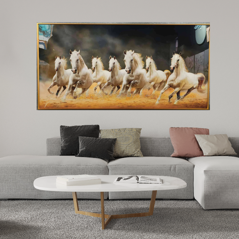 Seven Horses Run Wild Crystal Painting