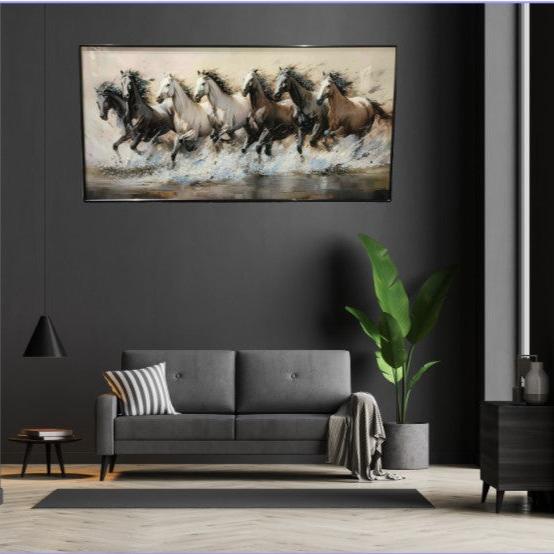 Seven Horses Run Wild Crystal Painting