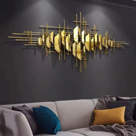 Golden Grids - Abstract Metal Wall Sculpture