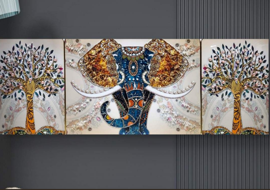 Royal Elephant Of Jaipur Set Of 3 Canvas Wall Painting & Art