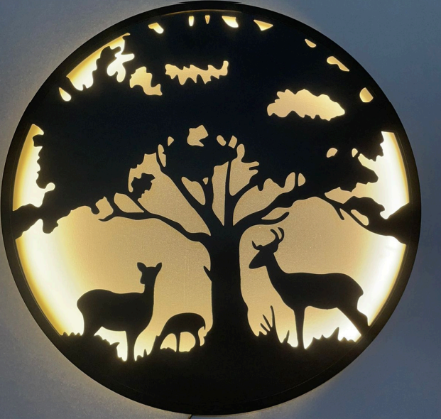 Elegant Deer Family Tree Metal Wall Decor – Handcrafted Excellence