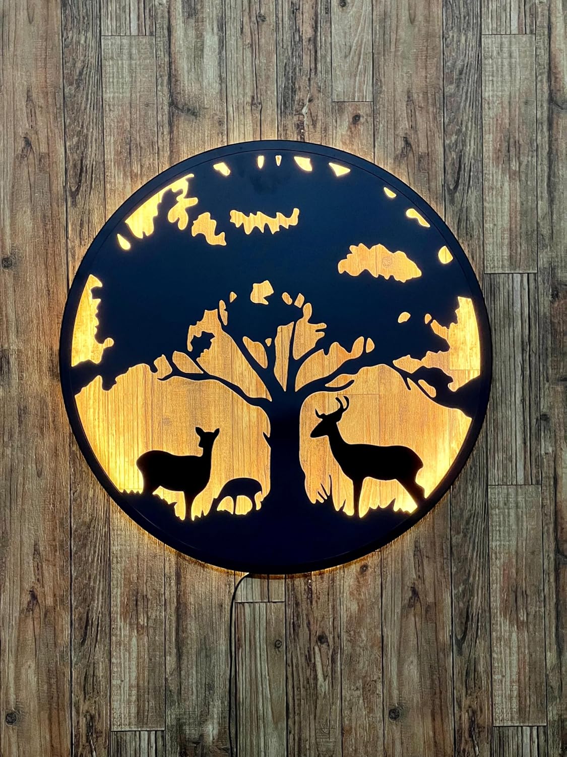 Elegant Deer Family Tree Metal Wall Decor – Handcrafted Excellence