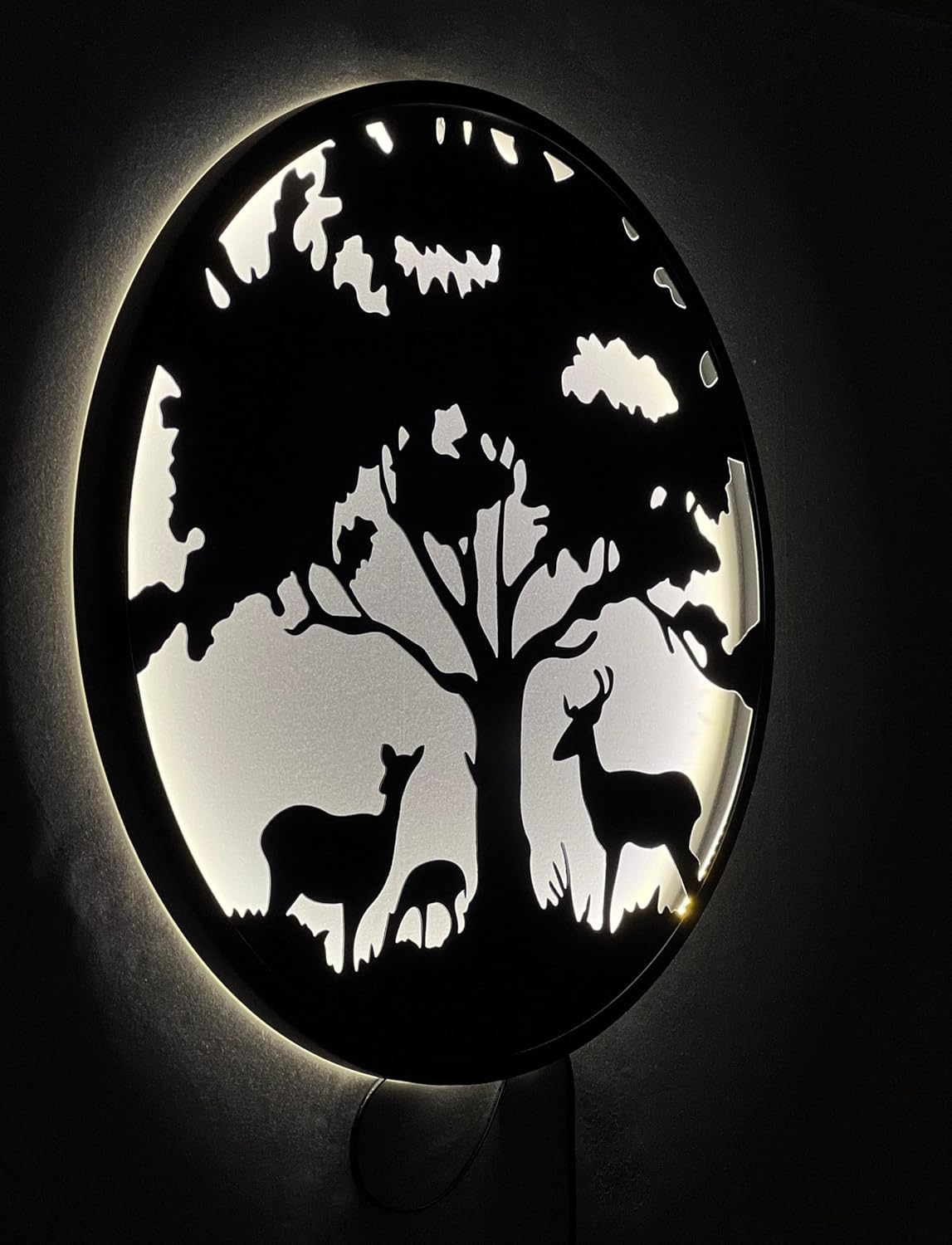 Elegant Deer Family Tree Metal Wall Decor – Handcrafted Excellence