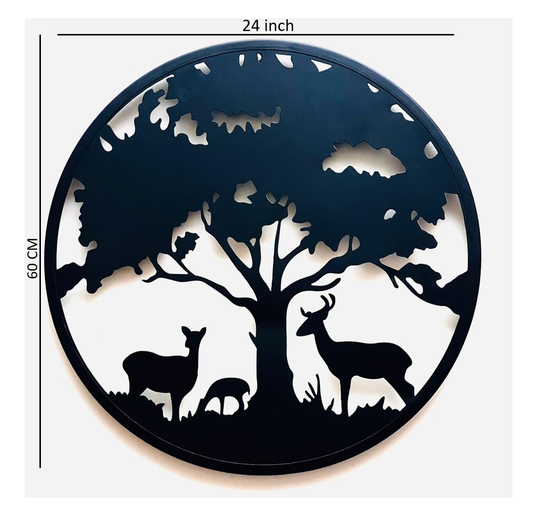 Elegant Deer Family Tree Metal Wall Decor – Handcrafted Excellence