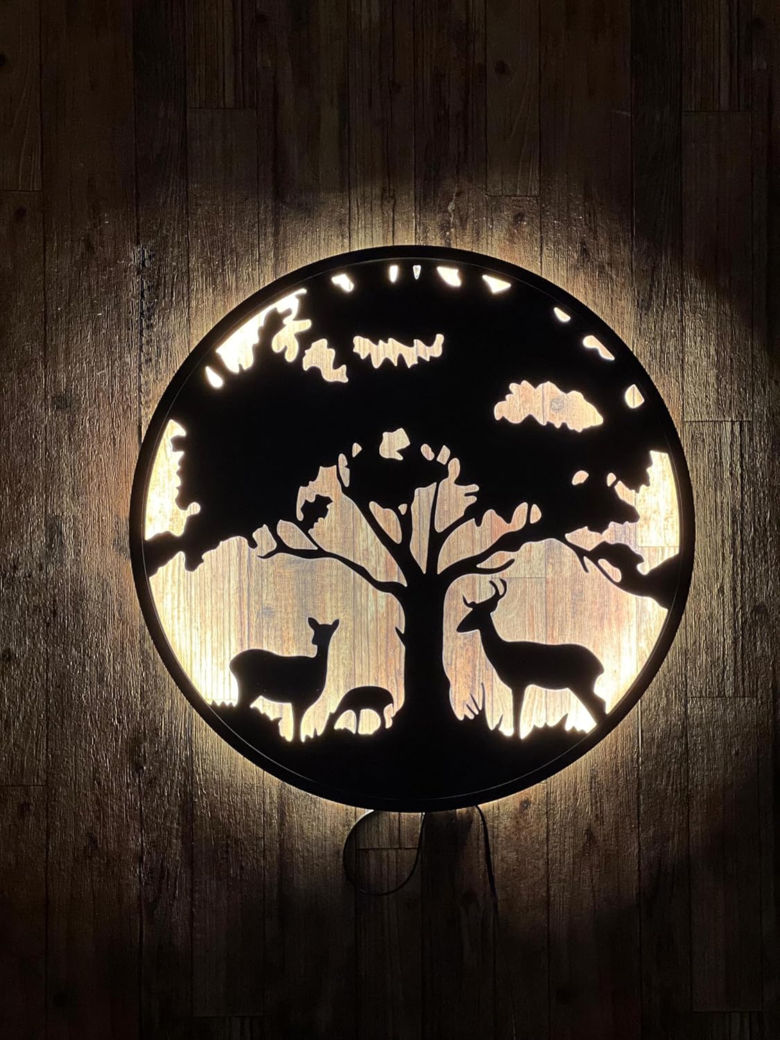 Elegant Deer Family Tree Metal Wall Decor – Handcrafted Excellence