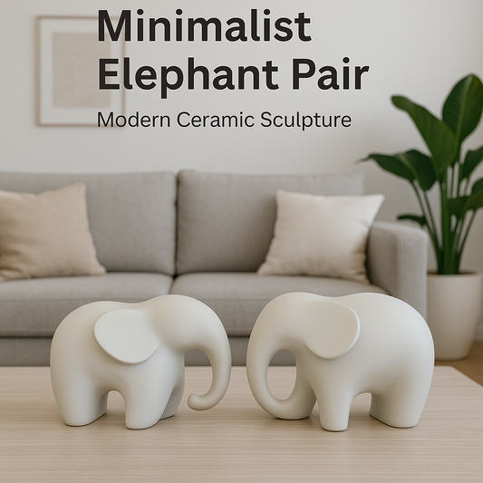 Minimalist Elephant Pair – Modern Ceramic Sculpture