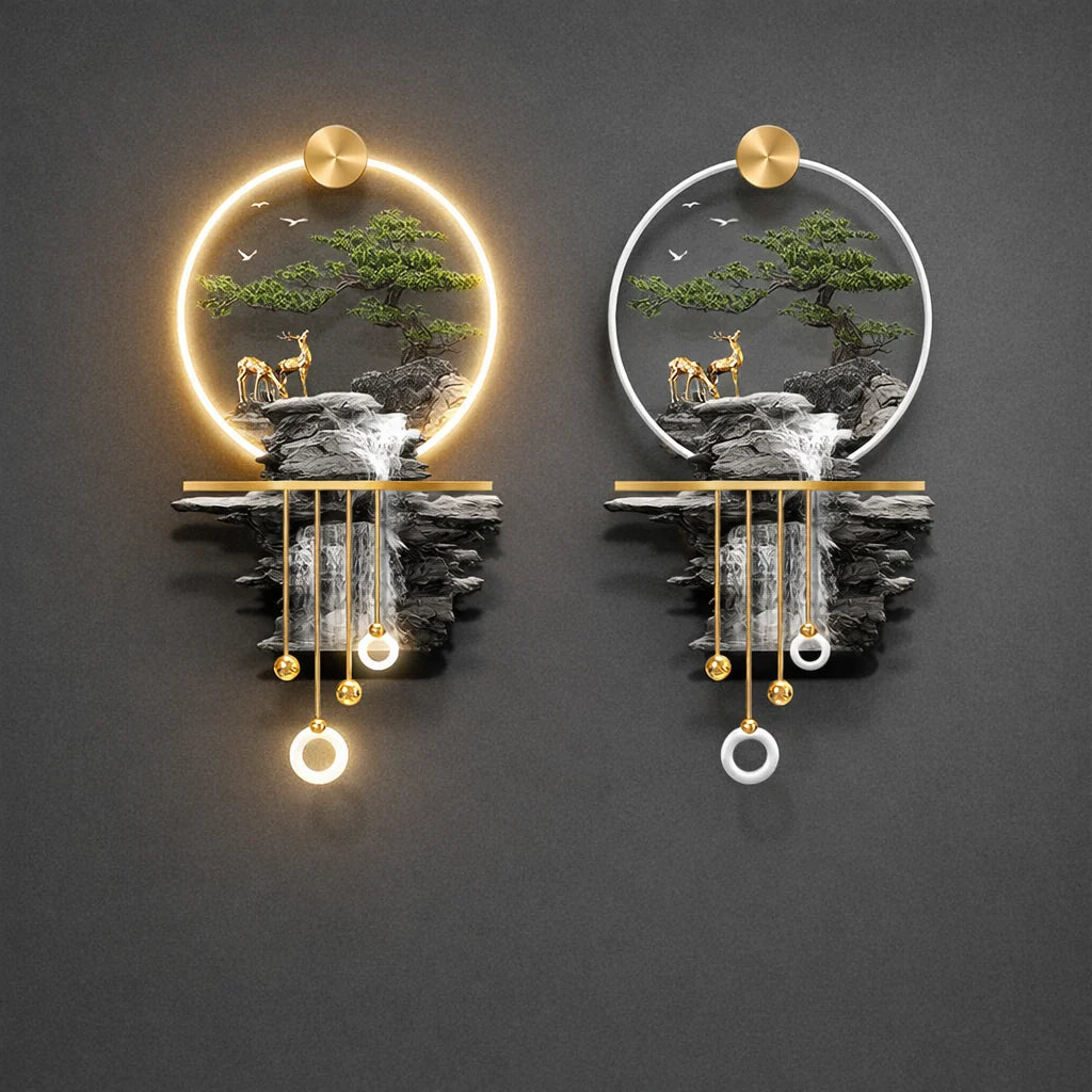 Majestic Waterfall & Prosperity Tree 3D LED Wall Art