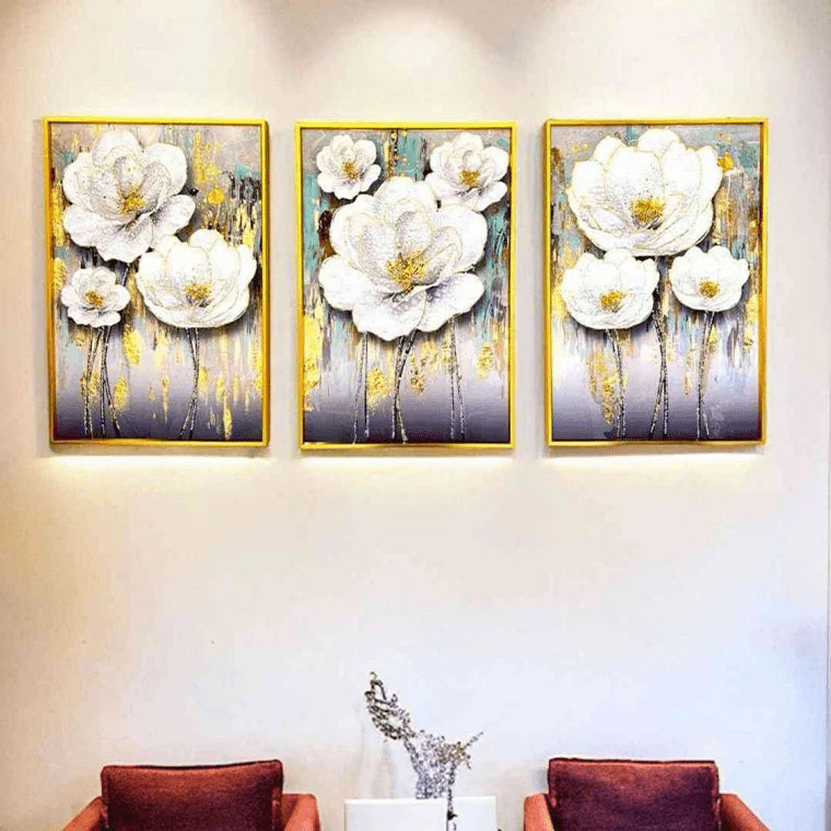 Set of 3 Crystal Glass Painting For Wall Decor