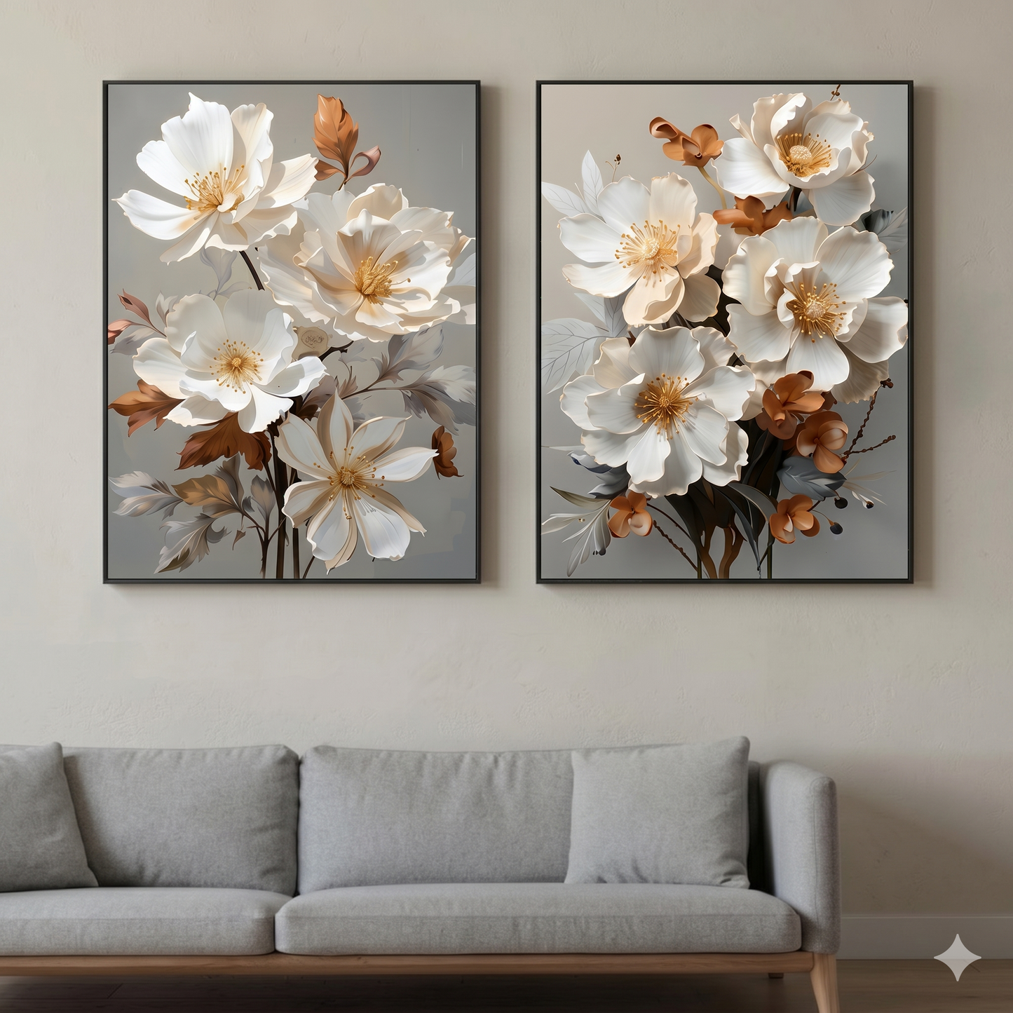 Magnificence in Bloom (Set of 2) – Premium Vegan Leather Finish Floral Art