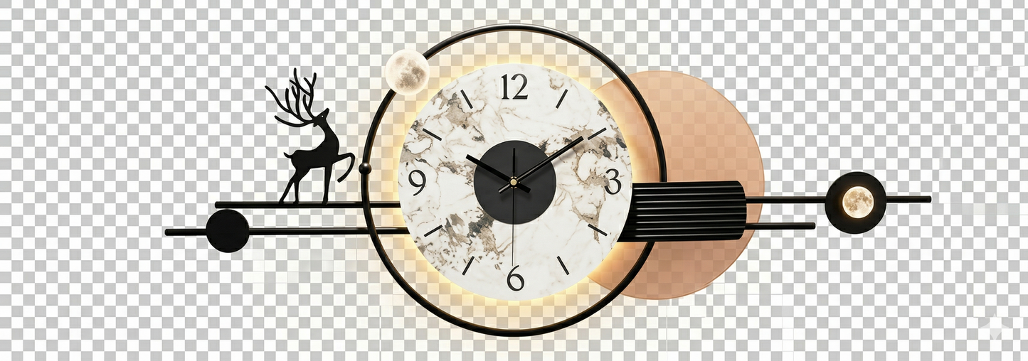 Modern Celestial Deer LED Wall Clock Decor