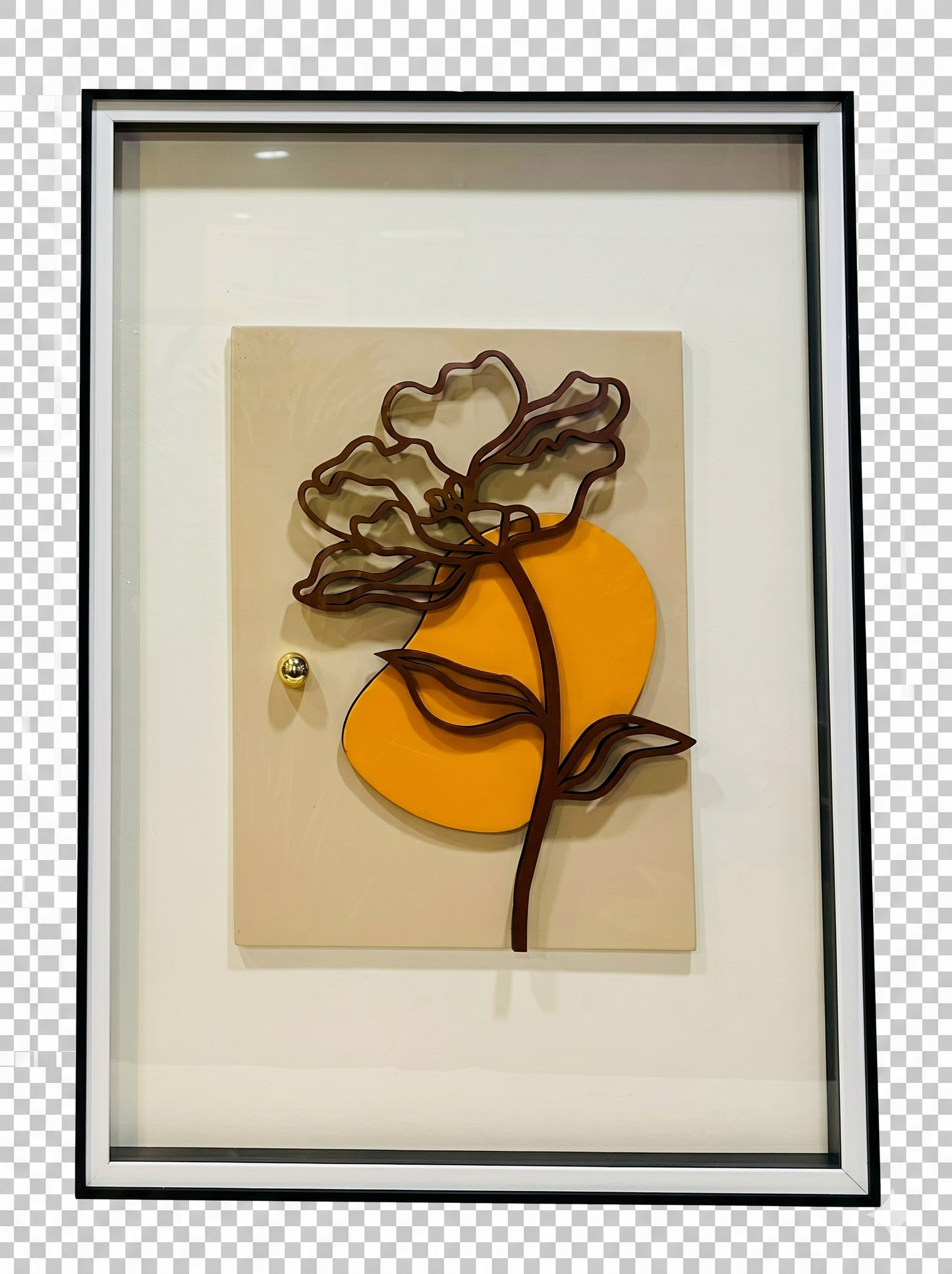 Golden Bloom Abstract Wall Art – Minimalist 3D Floral Glass Frame - view 2