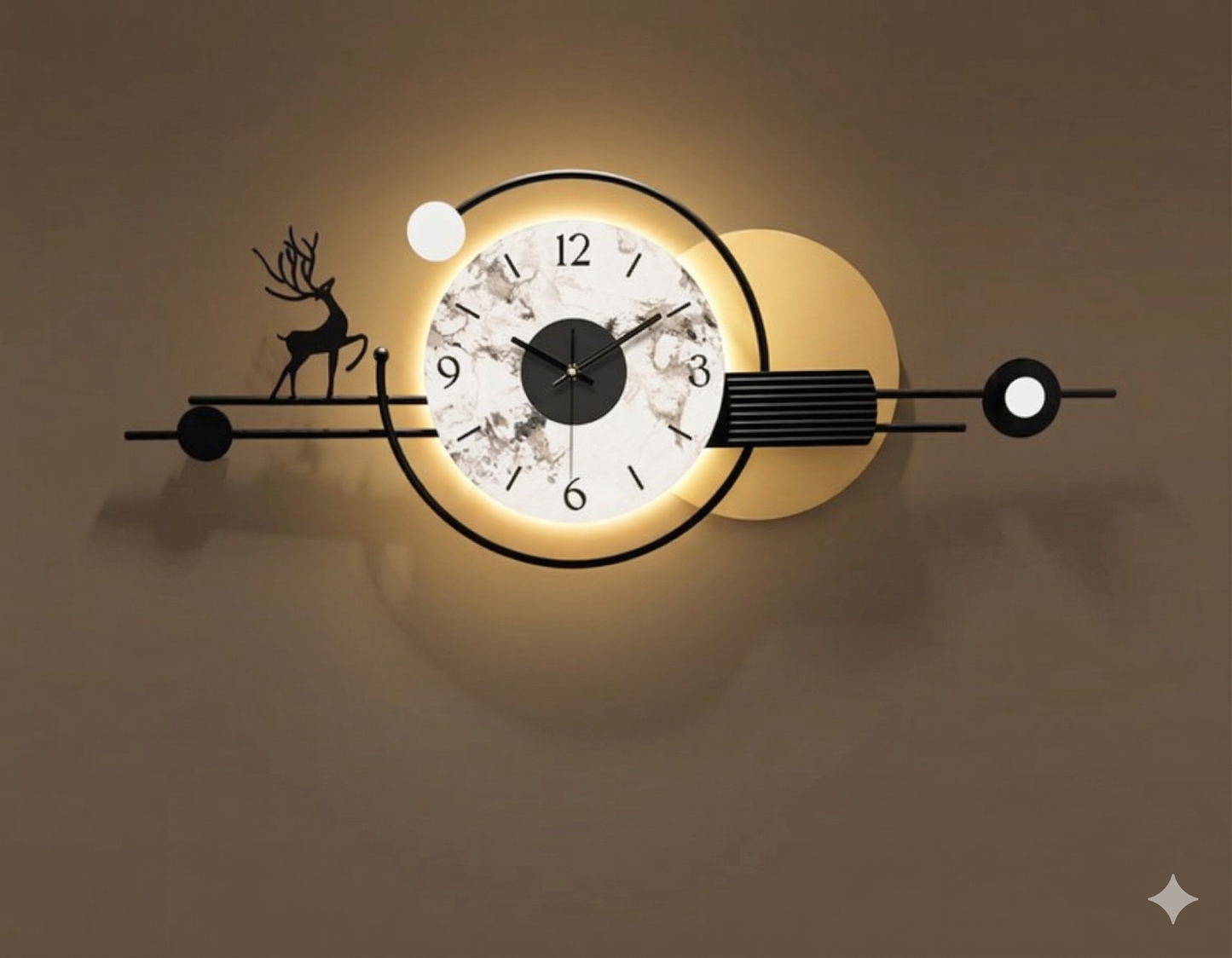 Modern Celestial Deer LED Wall Clock Decor