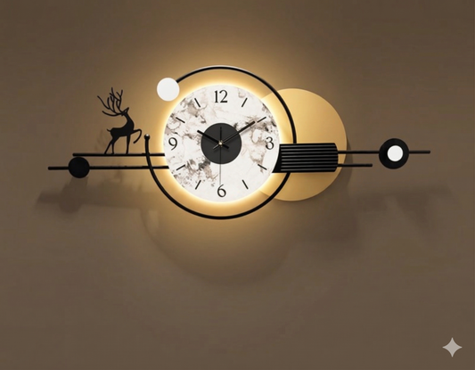 Modern Celestial Deer LED Wall Clock Decor