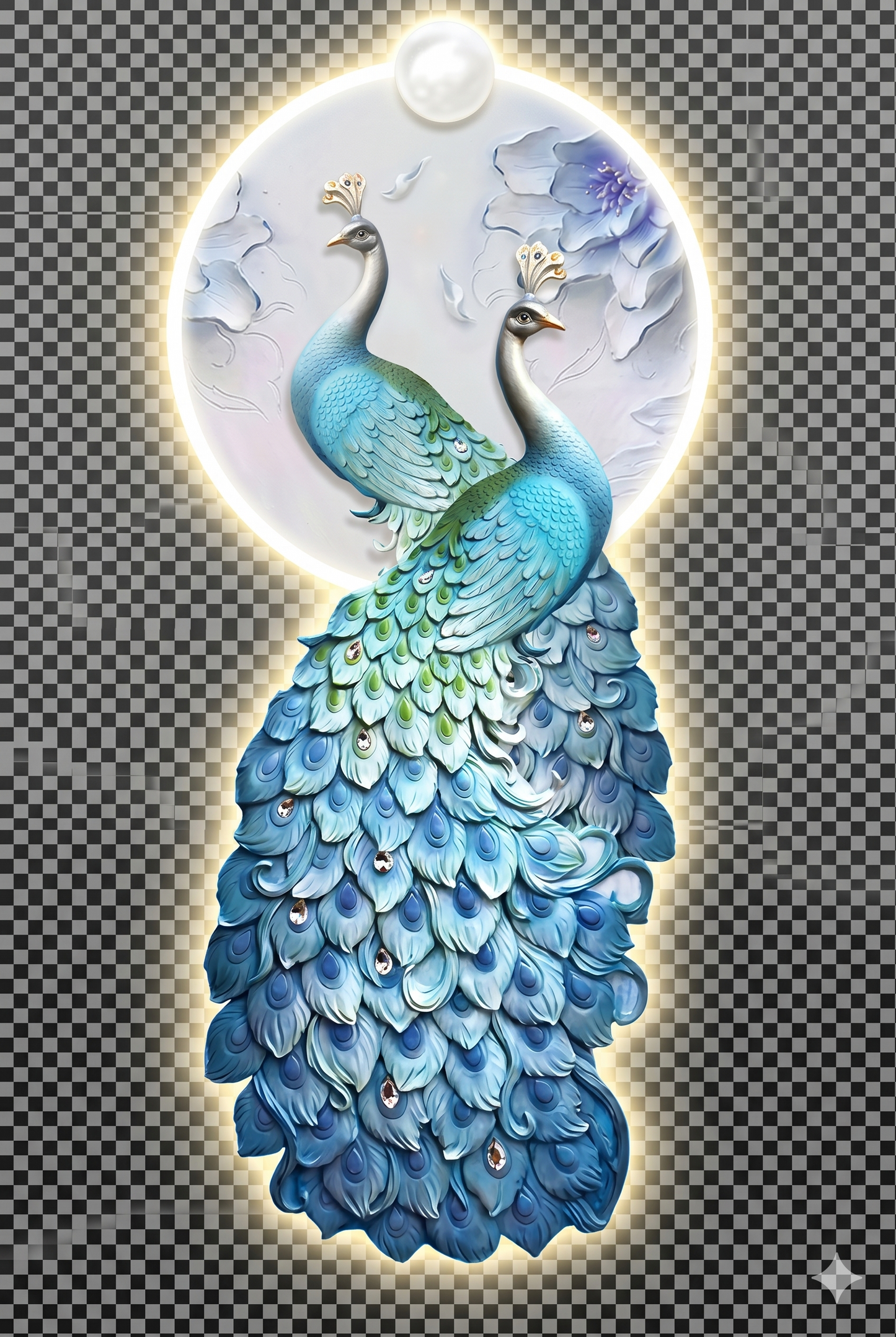 Royal Azure Peacock Pair 3D Wall Art – Luminous Heritage Edition