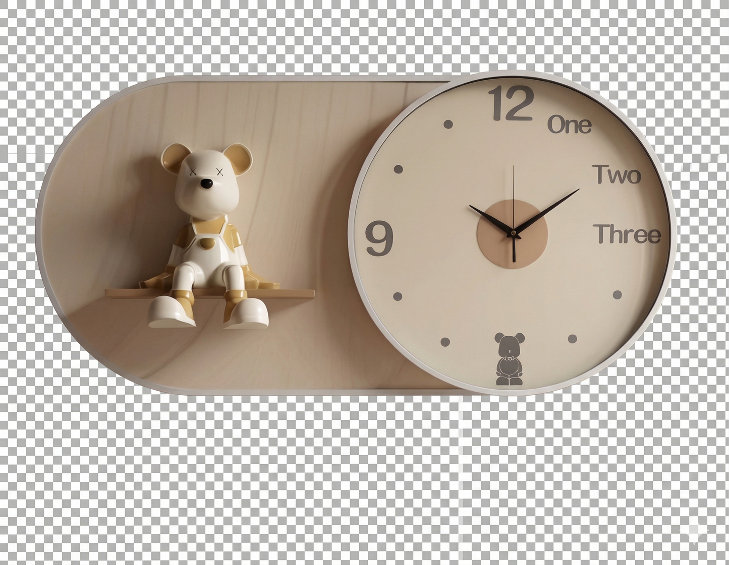Whimsical Bear Companion Clock – 3D Wall Art