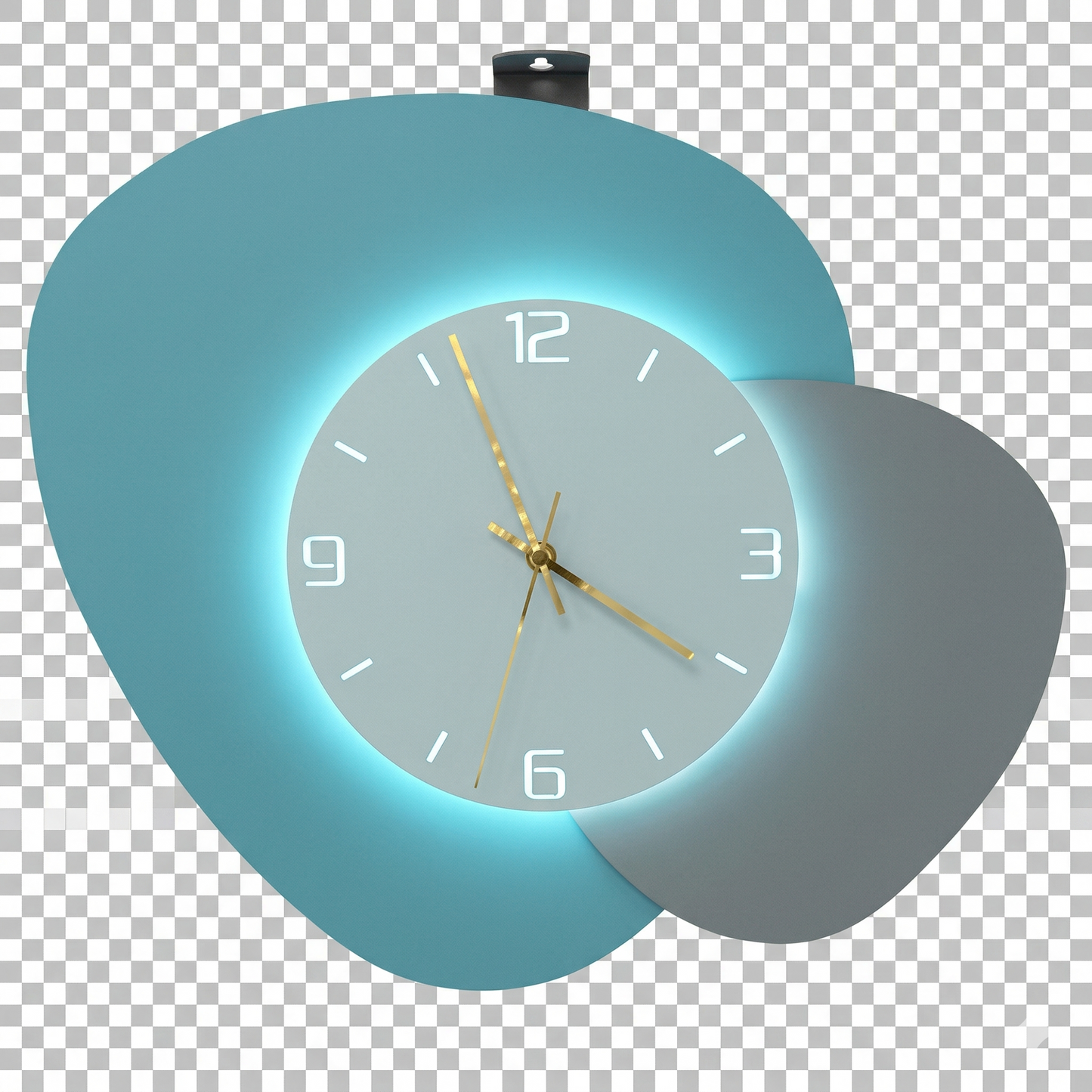 Abstract Pebble LED Wall Clock Decor – Modern Teal & Gold Edition