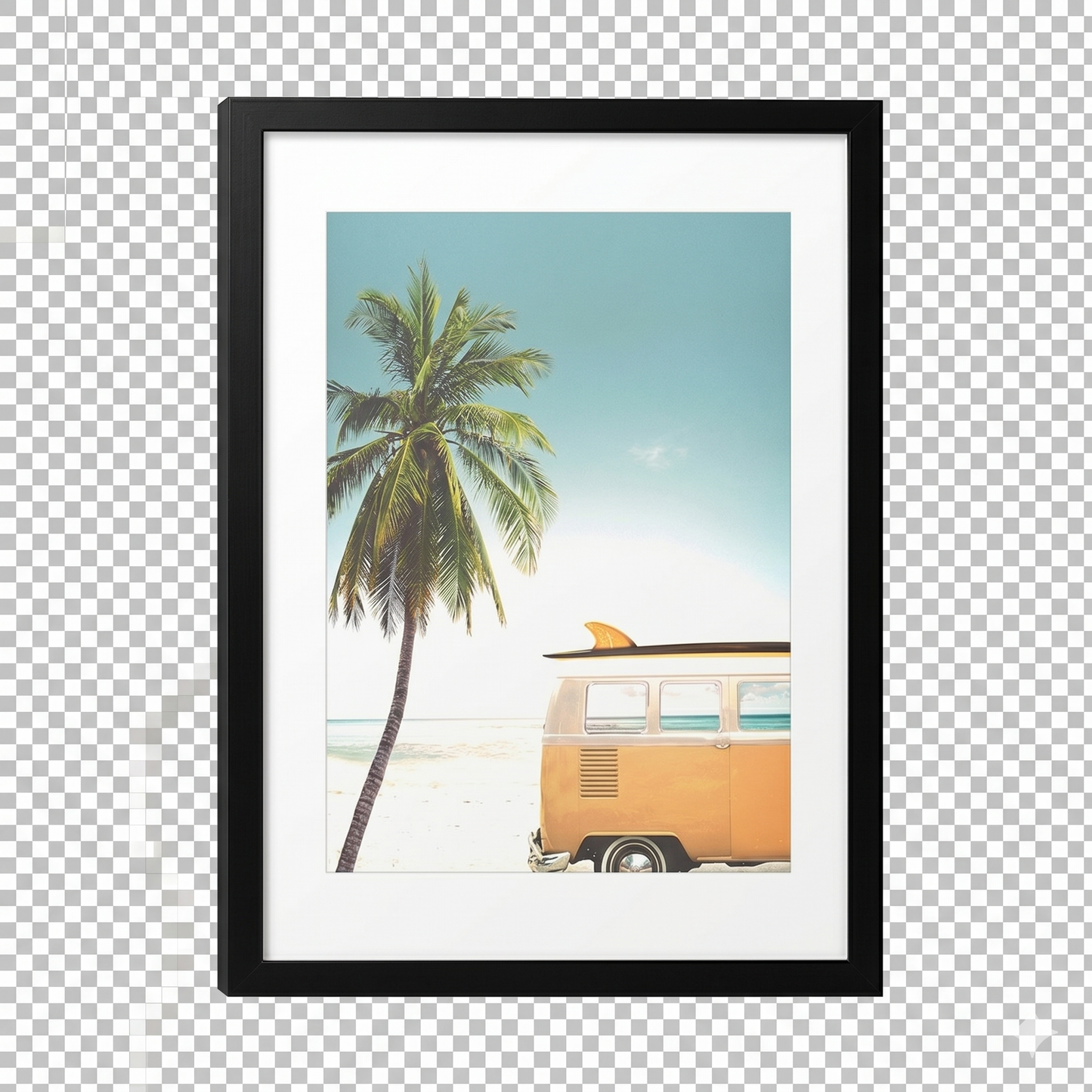 Retro Surf Shack Canvas – Tropical Beach MDF Framed Art