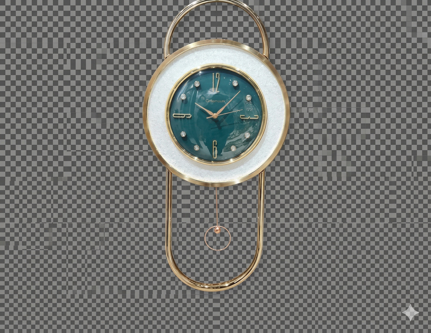 Emerald Luxe Pendulum Clock – Gilded Halo Edition
