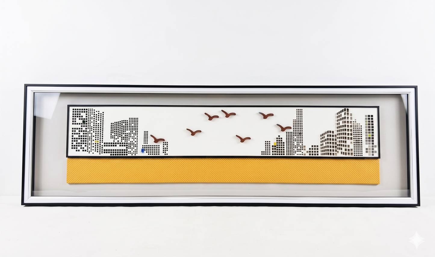 Urban Pulse Panoramic 3D Art – Modern Cityscape Glass Frame - view 4