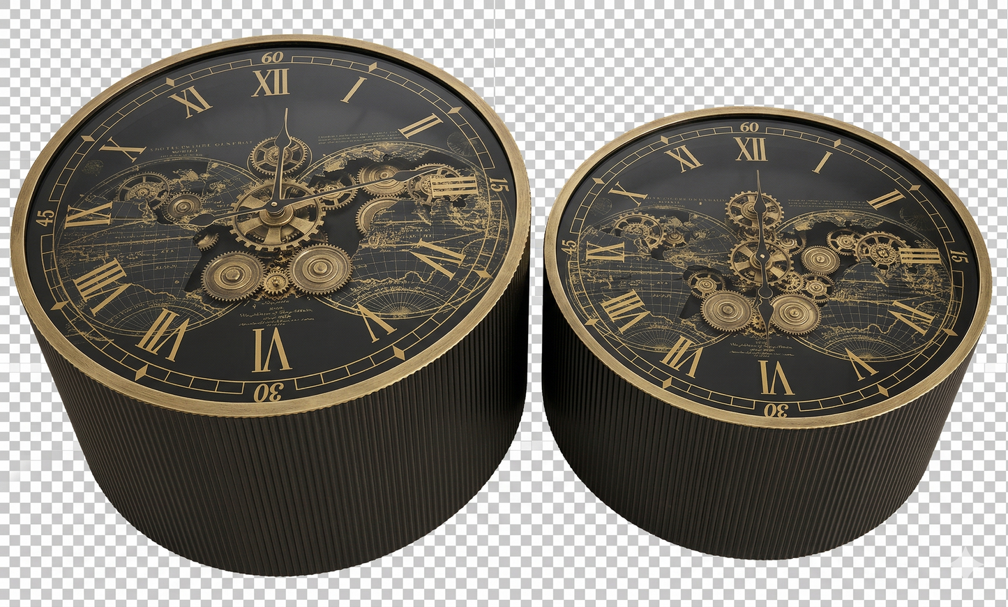 Grand Voyager Metal Gear Wall Clock Decor – Industrial Gold & Bla