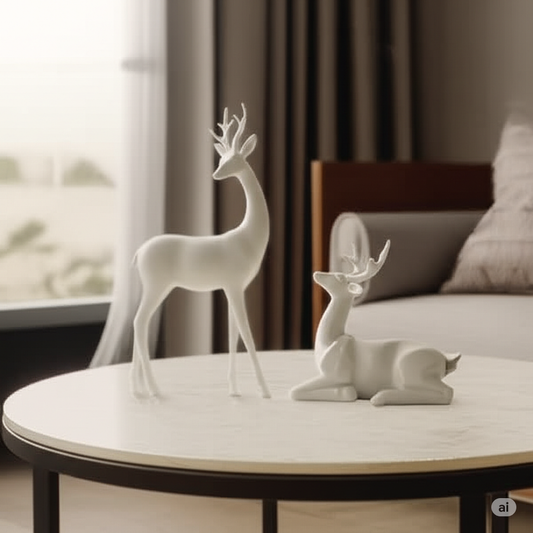 Minimalist Deer Pair – Elegant Ceramic Sculpture