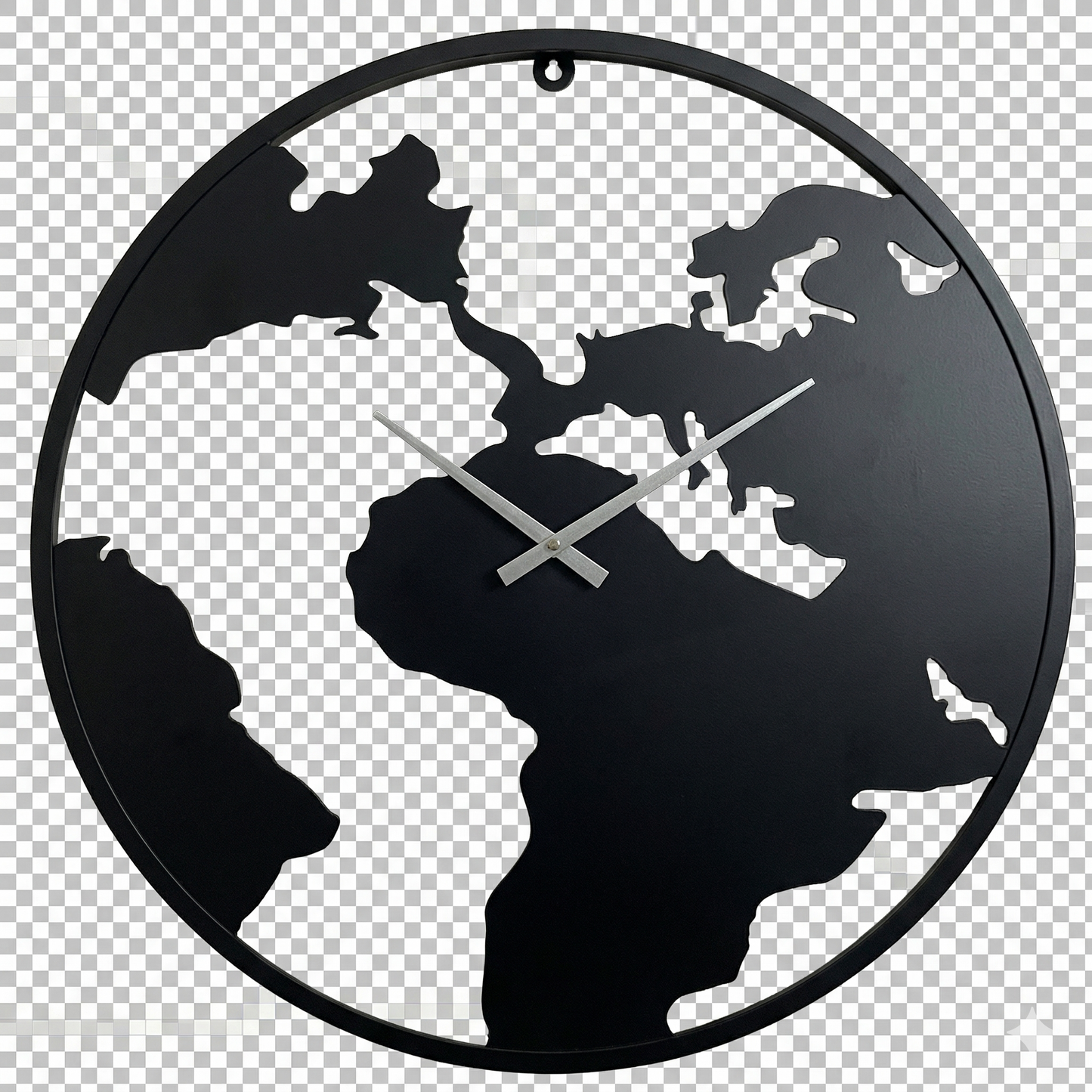 World Map Metal Wall Clock Decor